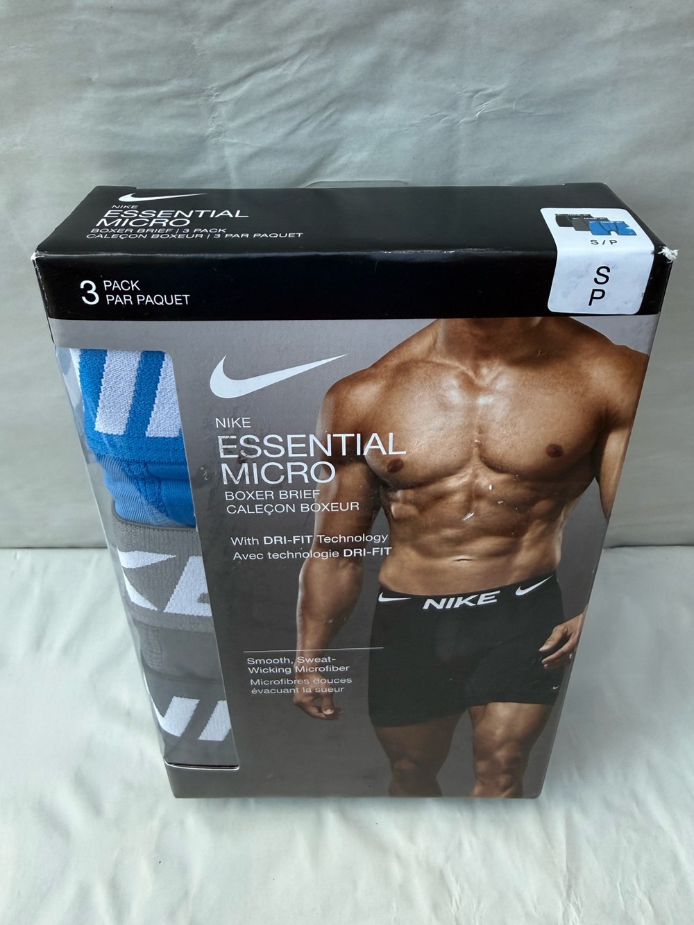 Nike - Essential Micro Boxer Briefs - Size S - Blue/Black/Gray - New In Box